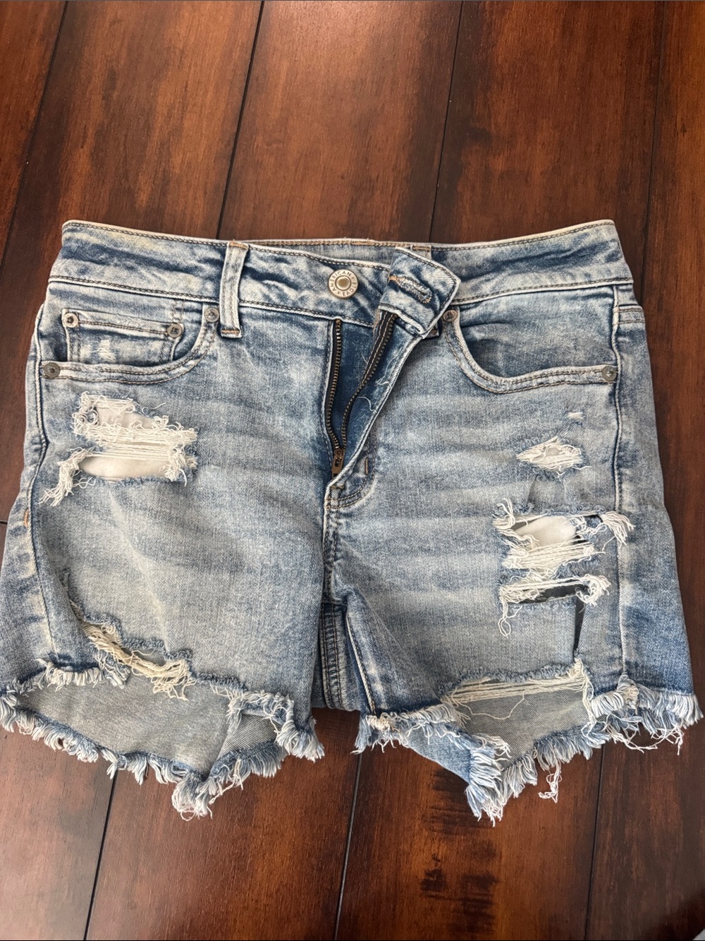 American Eagle Outfitters Light Blue Distressed Denim Cutoff Shorts